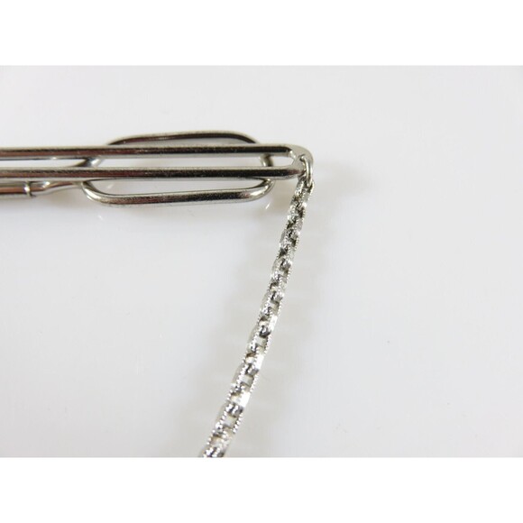 Vintage Swank Sterling Silver Tie Bar Clamp With Dangling Plaque for a Monogram - Picture 4 of 12